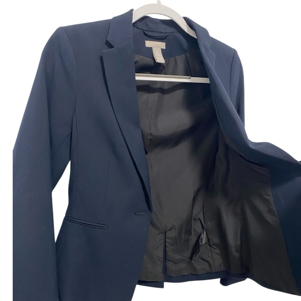 H&M Navy Blue Double Breasted Blazer Career Wear Jacket - NWOT- Size XS - Picture 4 of 9